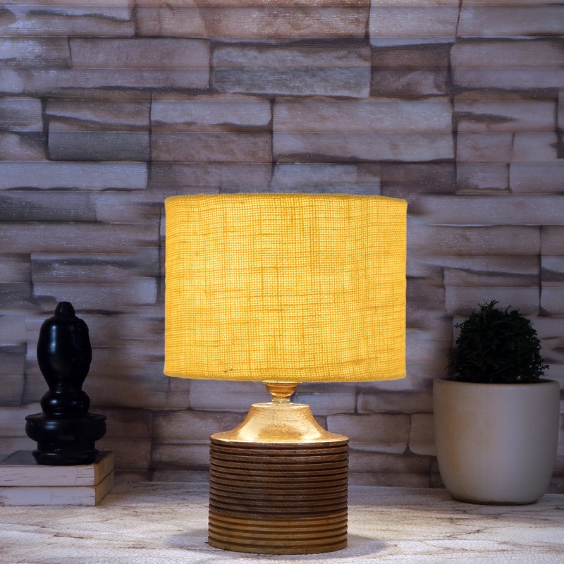 Frondosa Wooden Table Lamp - Yellow