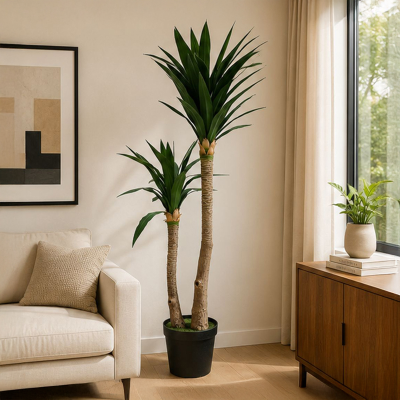 160 cm (5.2 ft) Artificial Dracaena Marginata Plant With Black Plastic Pot