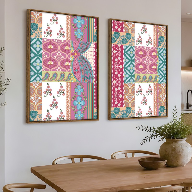 Rangrez Mosaic Canvas Wall Paintings - Set of Two
