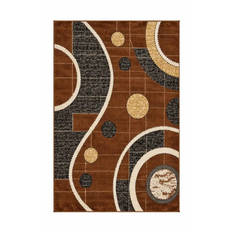 Line Craft Velvet Carpet - Maroon,Beige