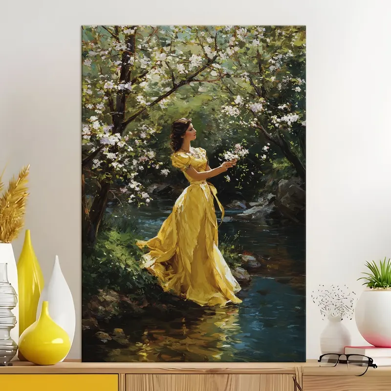 Blooming Riverside Beauty Canvas Wall Painting