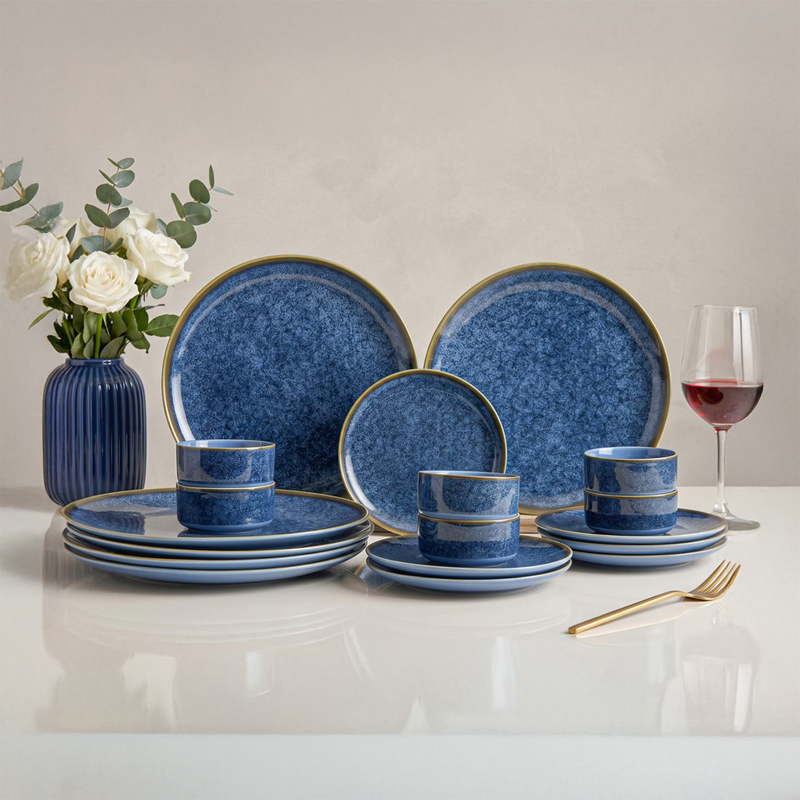 Tarangini Handmade Dinner Set (Blue) - 18 Piece Set