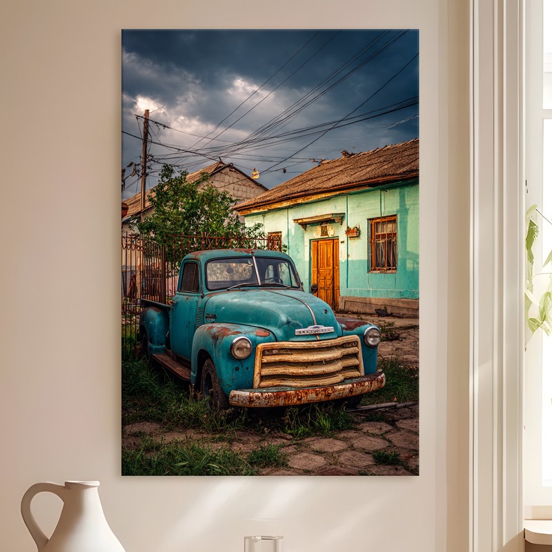 Retro Truck Gallery Wrapped Canvas Wall Painting