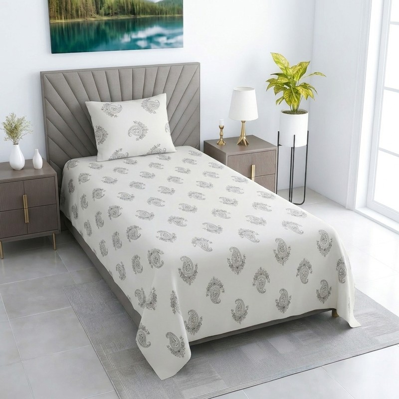 Folk Elegance Cotton Bedsheet - 330 TC - Single