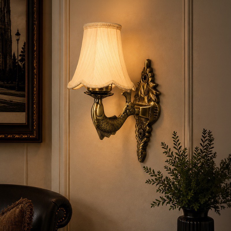 Nocturne Gilded Jute Wall Lamp - White
