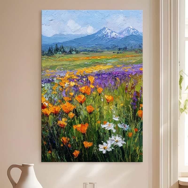 Wildflower Valley Gallery Wrapped Canvas Wall Painting