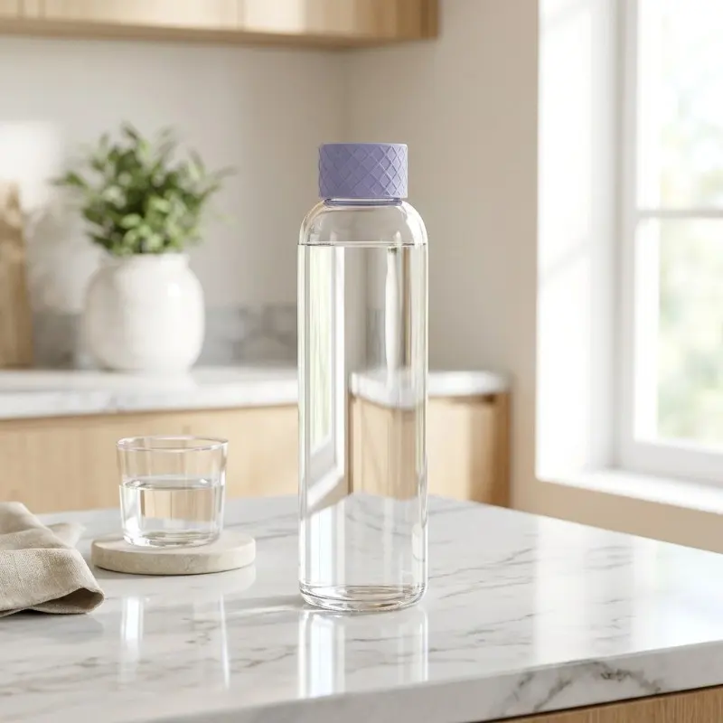 Crystal Nest Glass Water Bottle (1000 mL) - Blue
