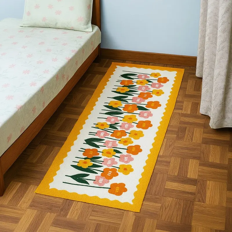 FloraDream Cotton Runner Rug - Yellow