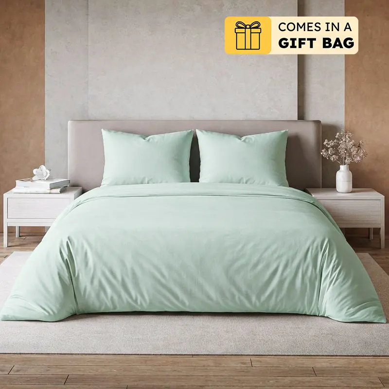 Maison Neo Solid Cotton Bedsheet (Sage Green) - 1000 TC - King