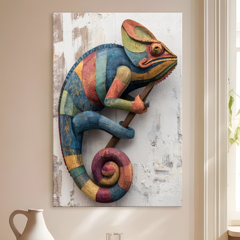 Chromatic Chameleon Gallery Wrapped Canvas Wall Painting