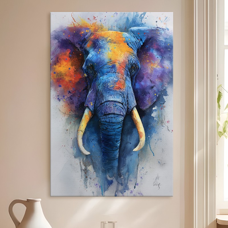 Prismatic Elephant Gallery Wrapped Canvas Wall Painting