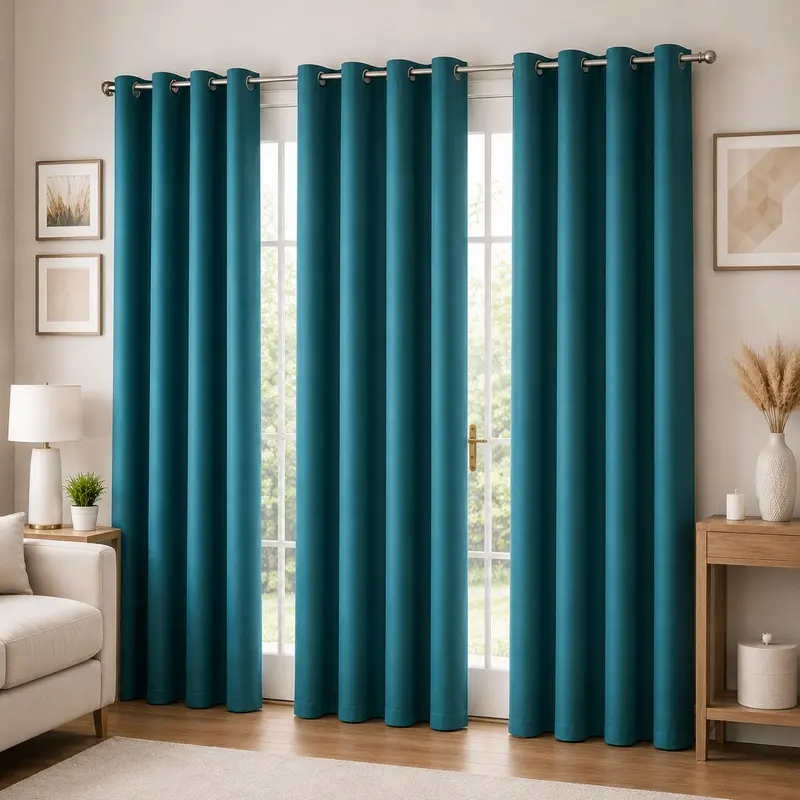 Form Fit Velvet Curtain (Teal) - Set of Three