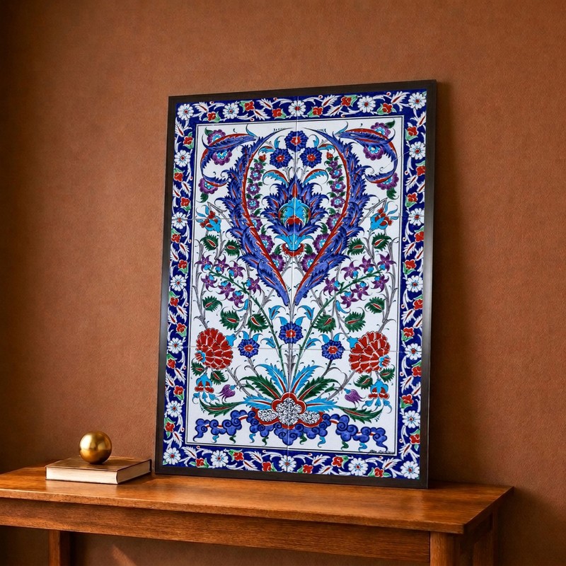 Ottoman Floral Tile Canvas Wall Painting