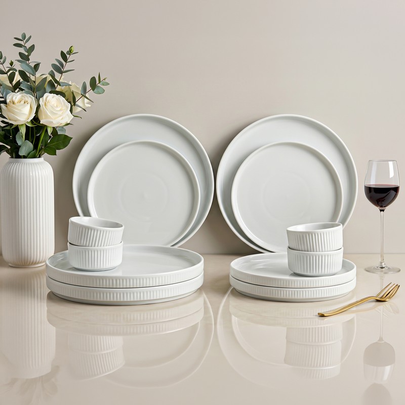 Chiswick Porcelain Dinner Set (White) - 12 Piece Set