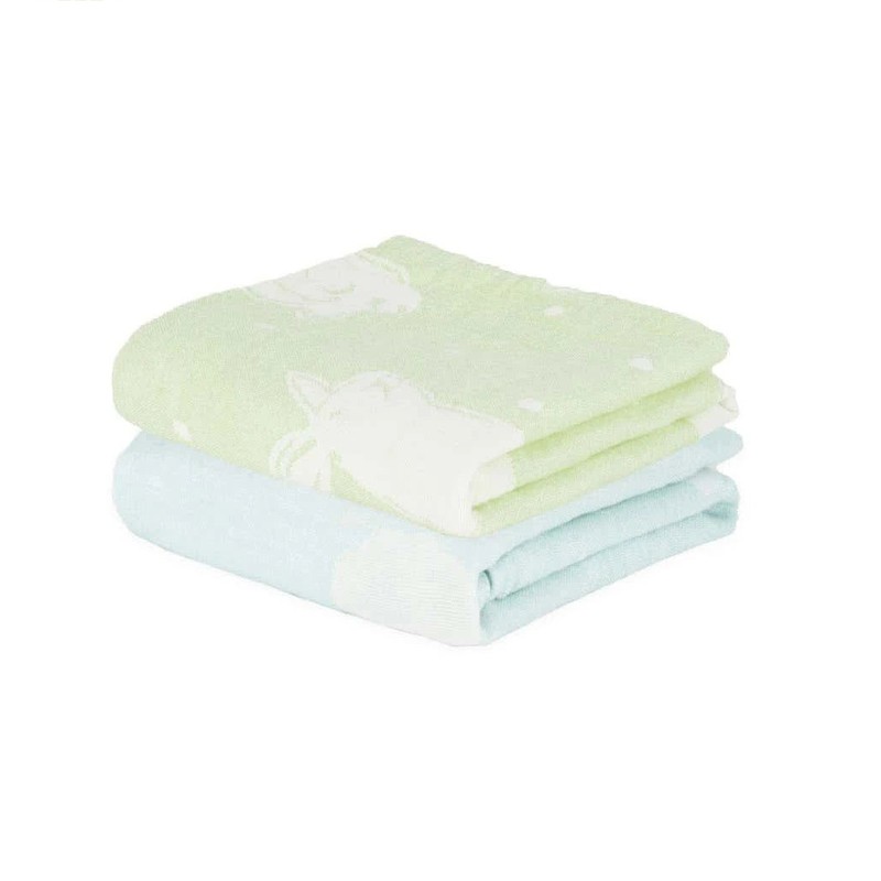 Aluvera Baby Bath Towel (Blue Skies,Green/300 GSM) - Pack of 2 - 60 x 120 CM