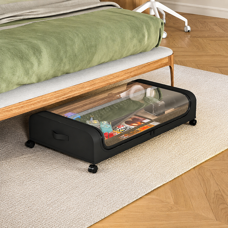 Rolling PVC Under-Bed Organizer - Black
