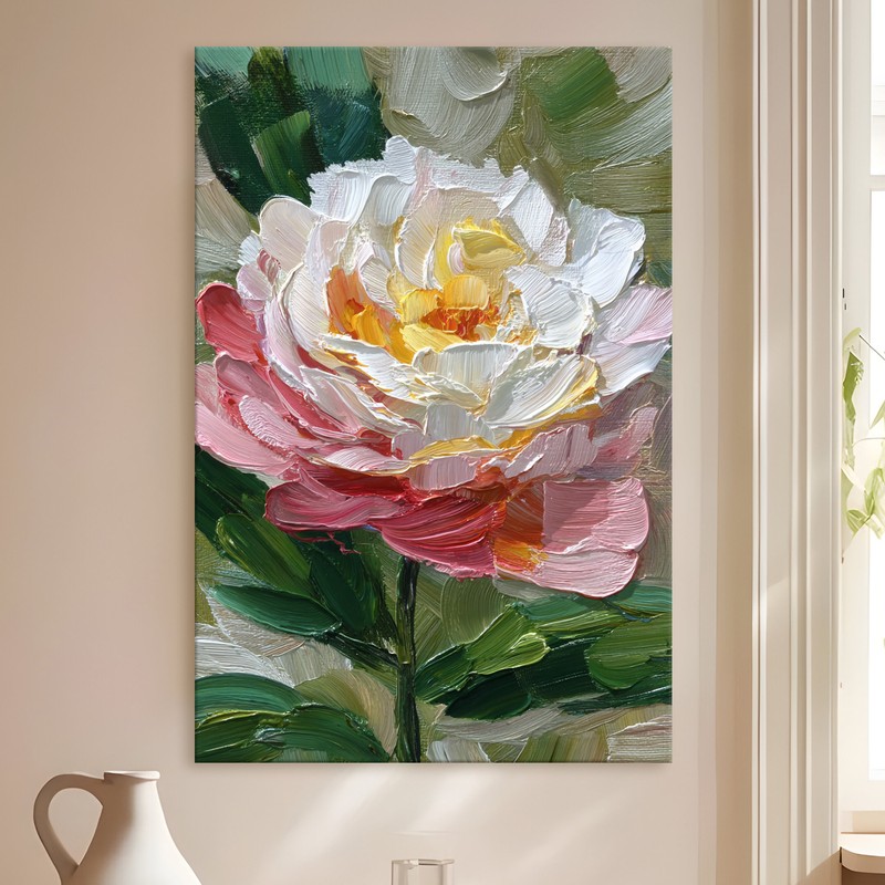 Single Peony Gallery Wrapped Canvas Wall Painting
