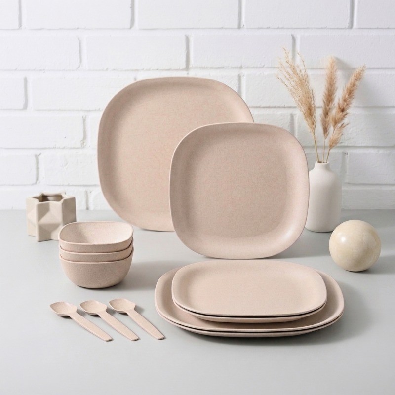 Everyday Elite Rice Husk Beige Dinner Set - Twelve Piece Set