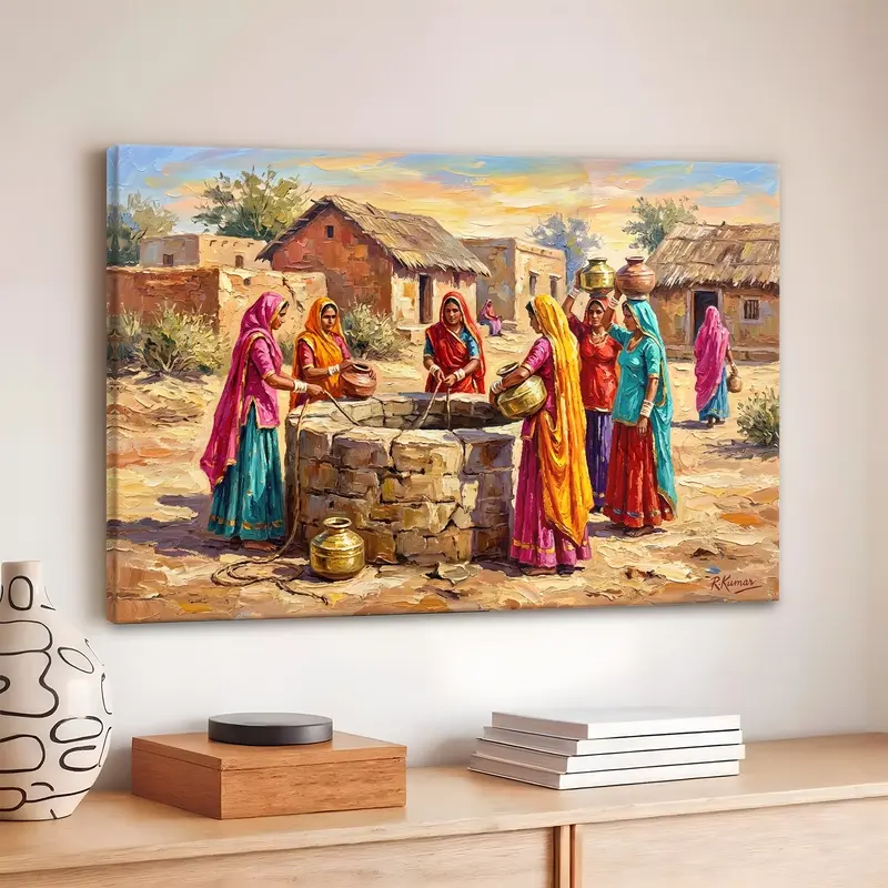 Rural Water Well Tradition Canvas Wall Painting
