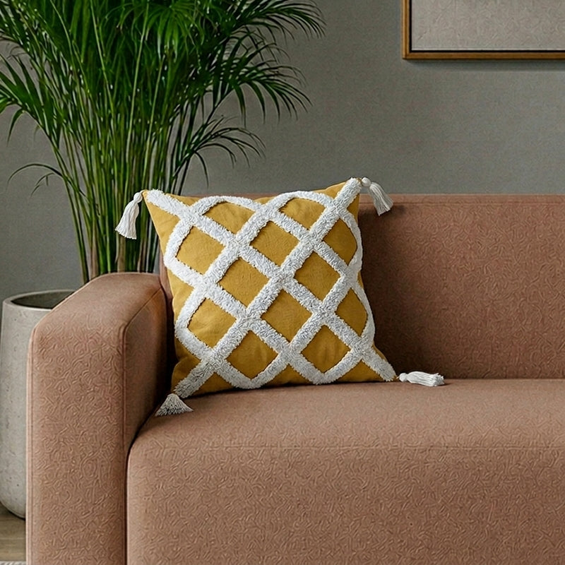 Diamond Knot Tufted Cushion Cover - 18 x 18 Inches