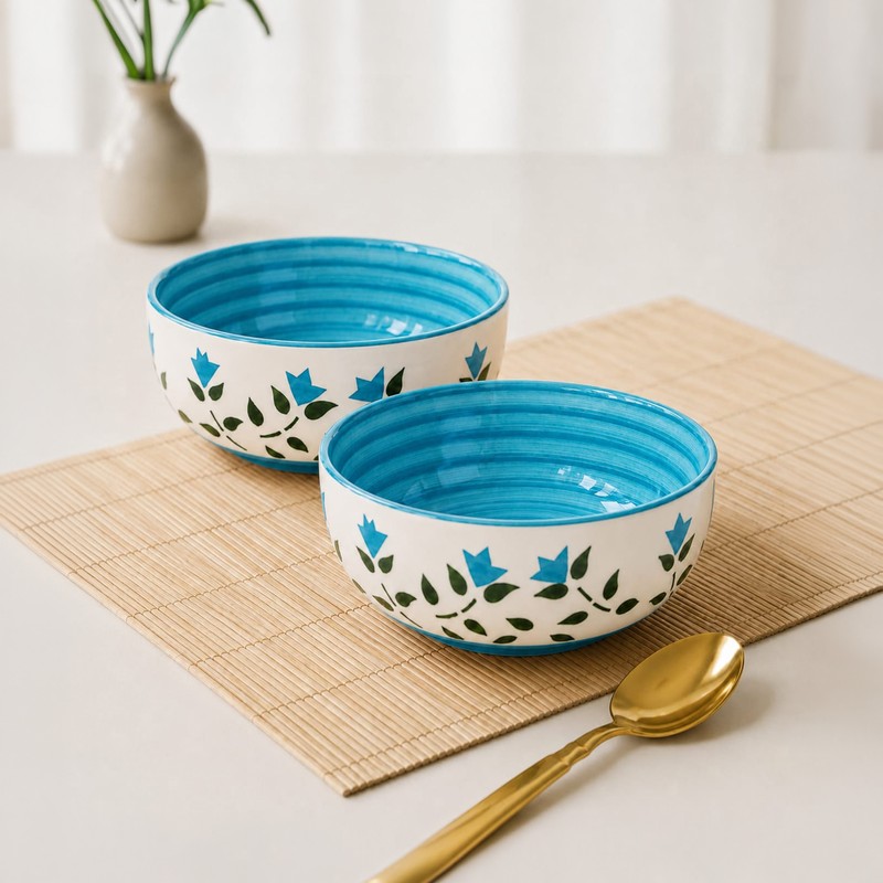 Morsiva Snack Bowl (Blue/350 mL Each) - Set of Two