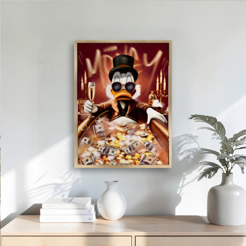 Champagne Duck Wall Painting With Frame
