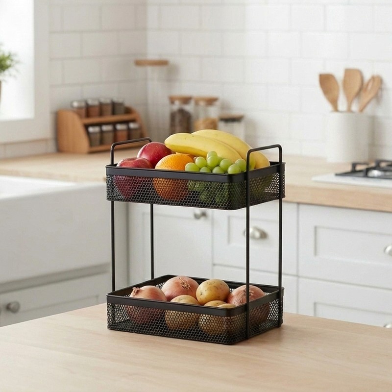 Vanity Vista Iron Desk Organizer - Black