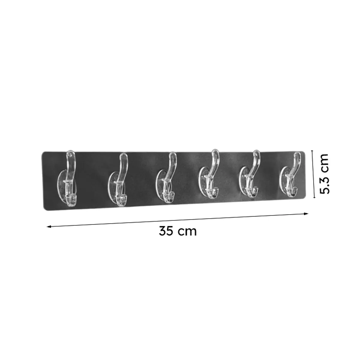Six-hook strip shown with measurements of 35 cm length and 5.3 cm height