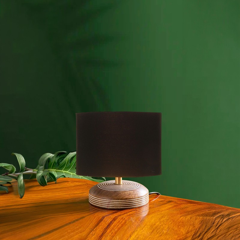 Annular Wooden Table Lamp - Black