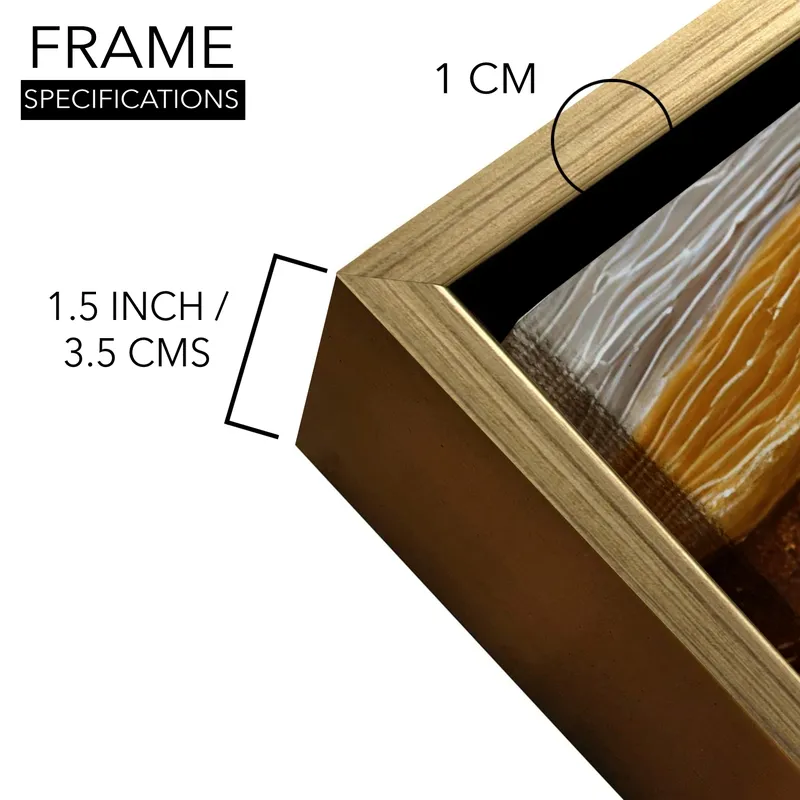 Close-up of the painting frame corner in a gold-toned finish