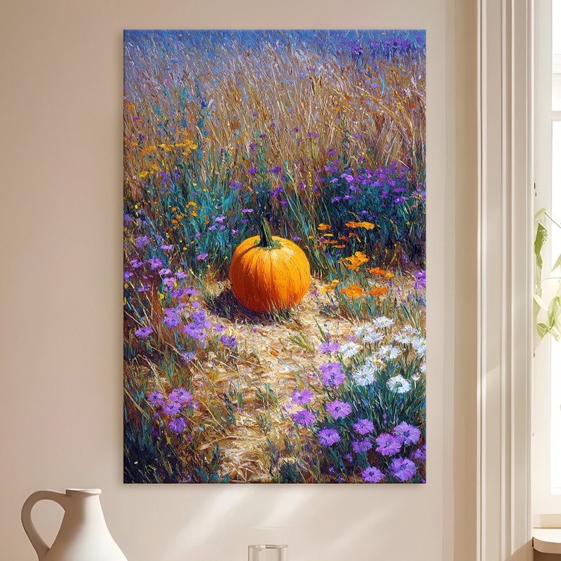 Pumpkin Field Gallery Wrapped Canvas Wall Painting