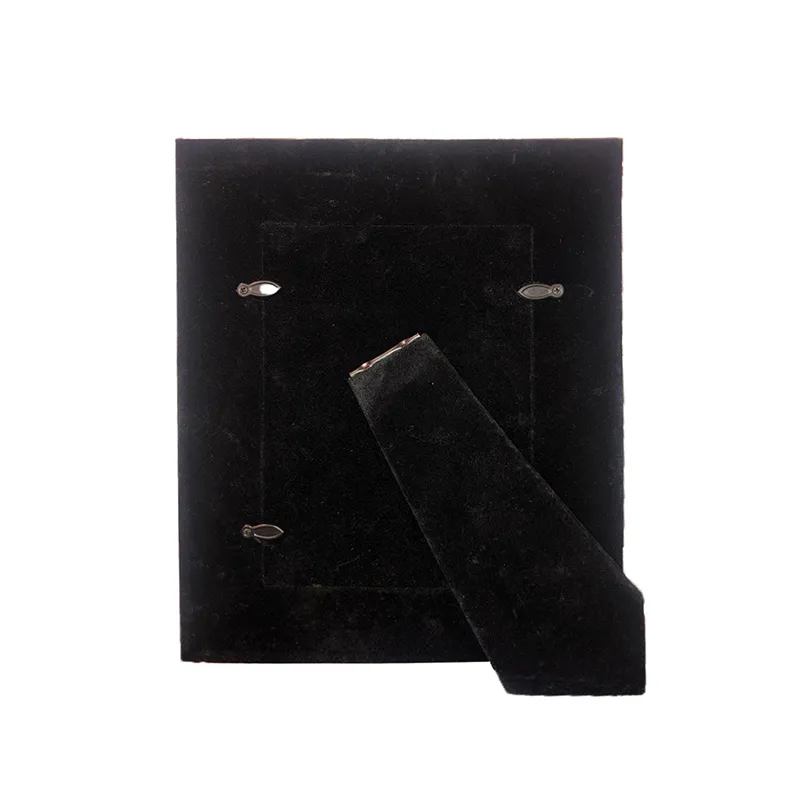 Back view of the black photo frame with stand support