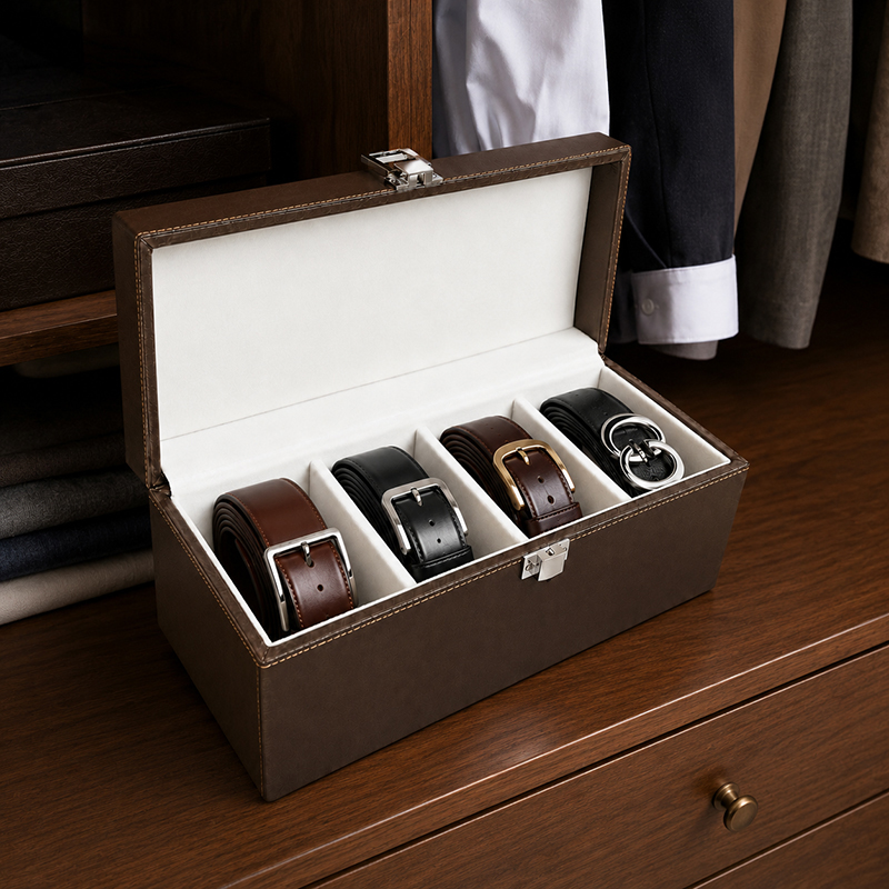 Noir Compartment MDF Storage Box - Brown