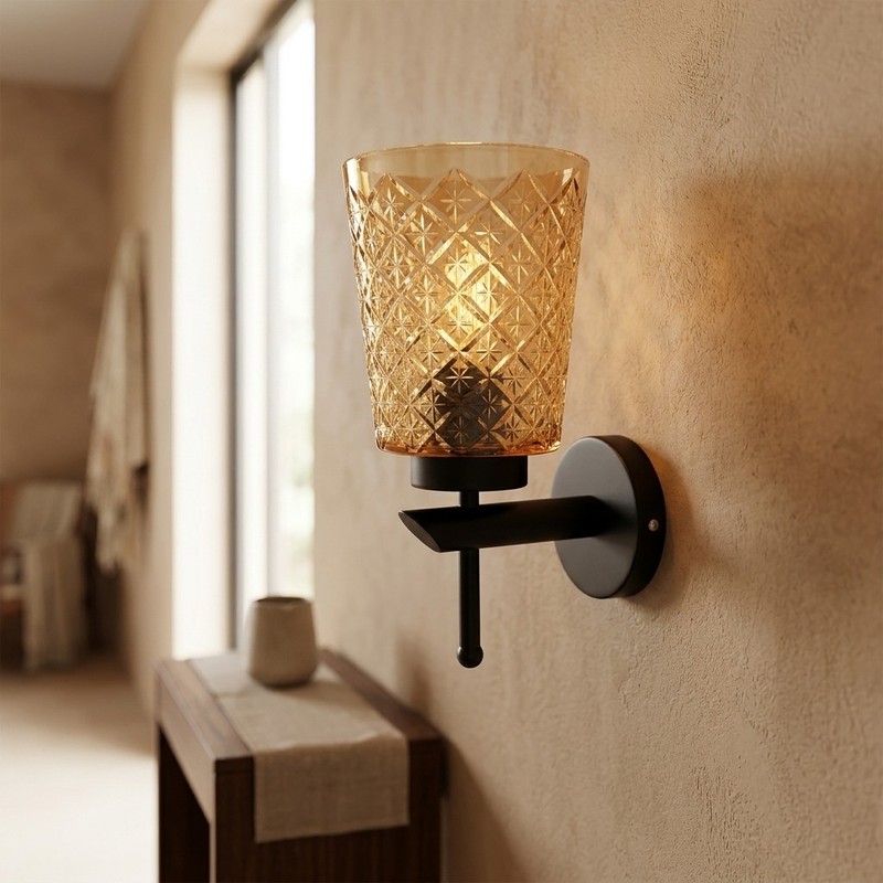 Crystal Crown Metal & Glass Wall Lamp