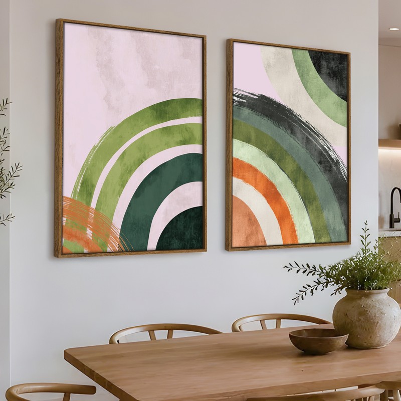 Arched Harmony Canvas Wall Paintings - Set of Two