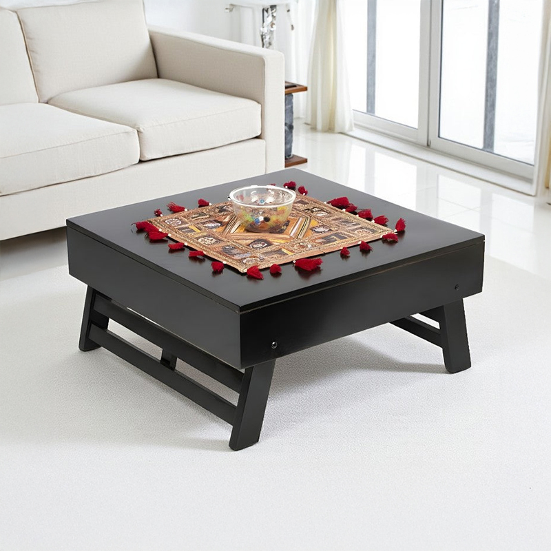 Servon Sheesham Wooden Center Table - Black