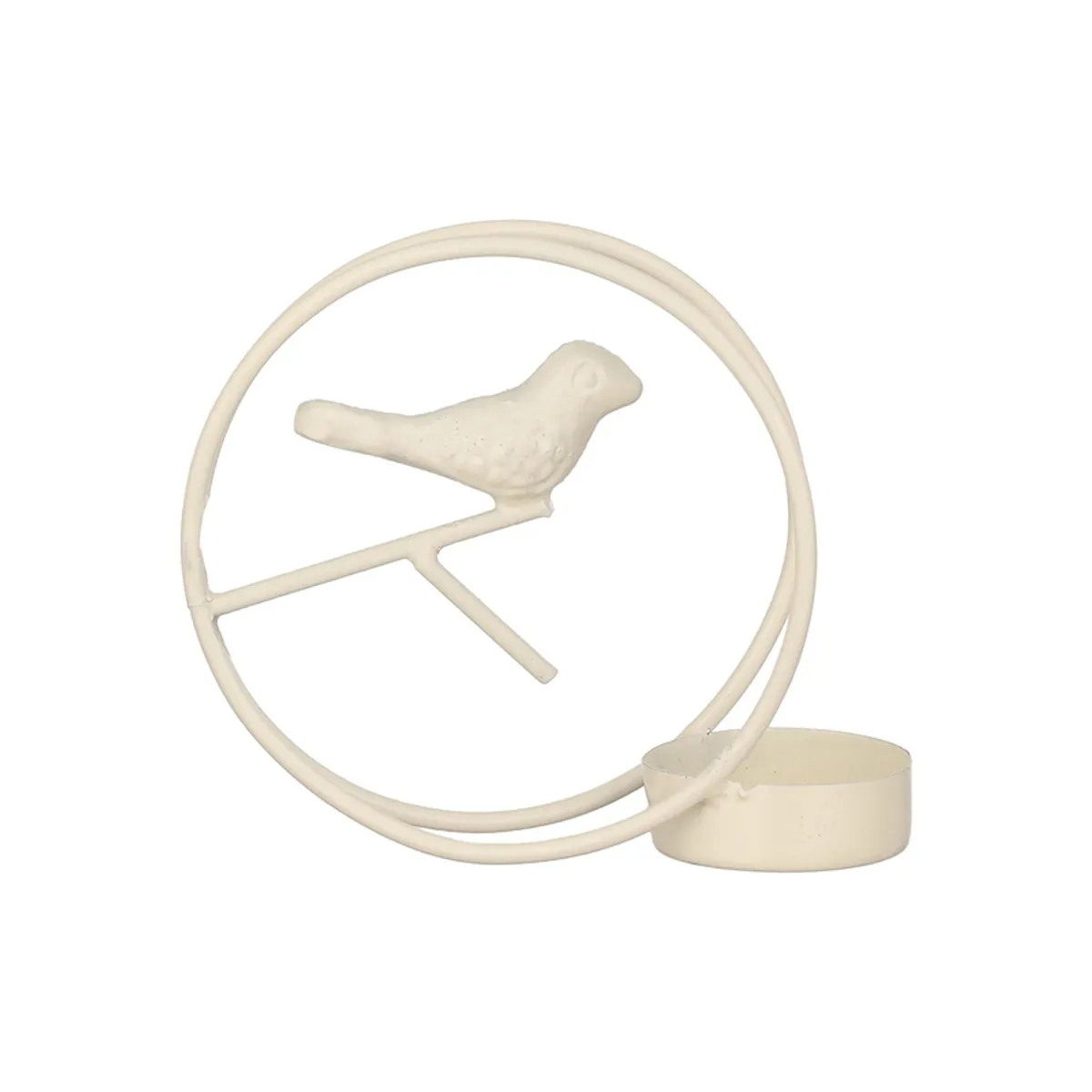 White bird-inspired tealight holder displayed on a plain background