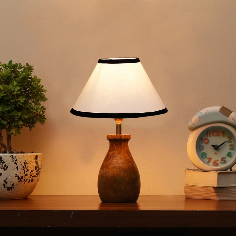 Pyrula Wooden Table Lamp - White