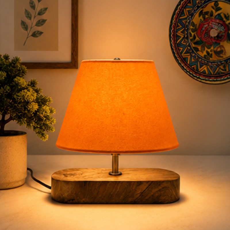 Cambium Wooden Table Lamp - Orange
