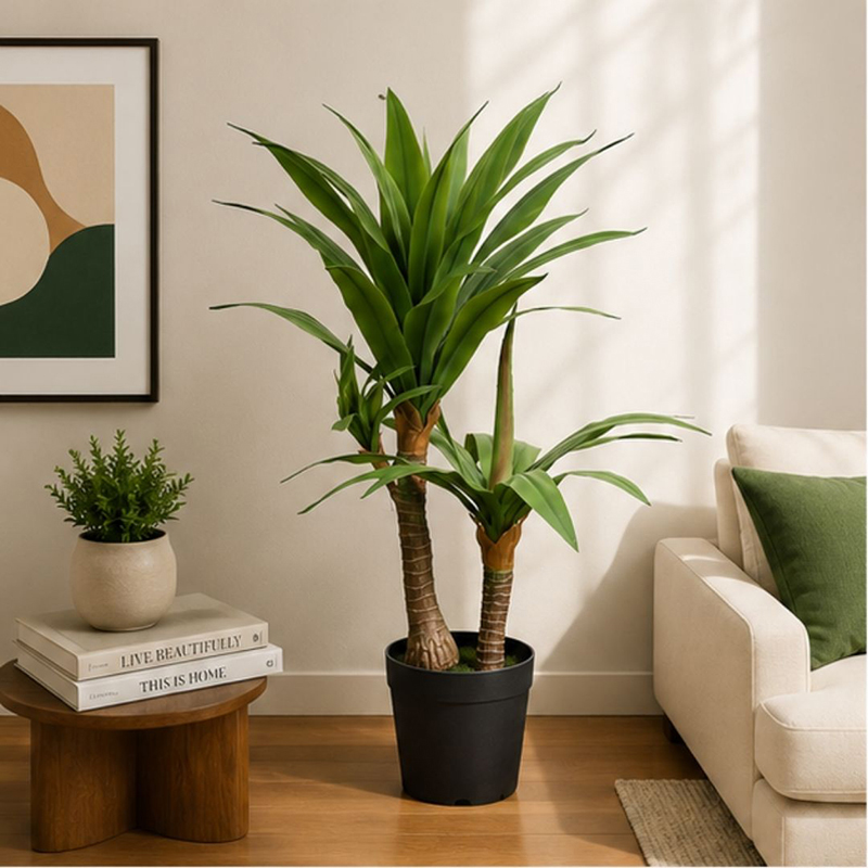 85 cm (2.8 ft) Artificial Yucca Plant With Black Plastic Pot