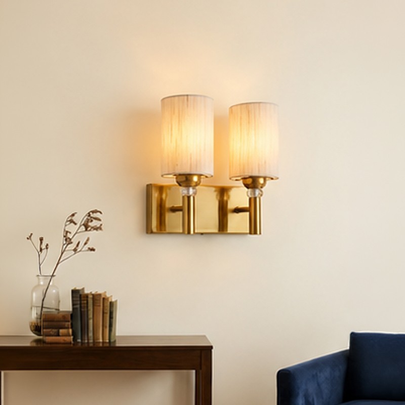 Aurelle Twin Cotton Wall Lamp - Off White