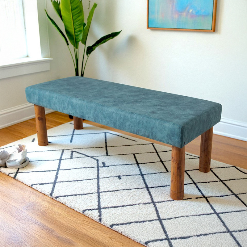 Breno Sheesham Wooden Bench - Blue