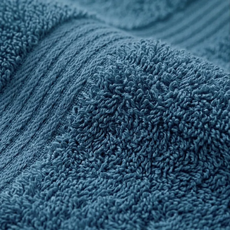 Close-up of teal towel fabric texture