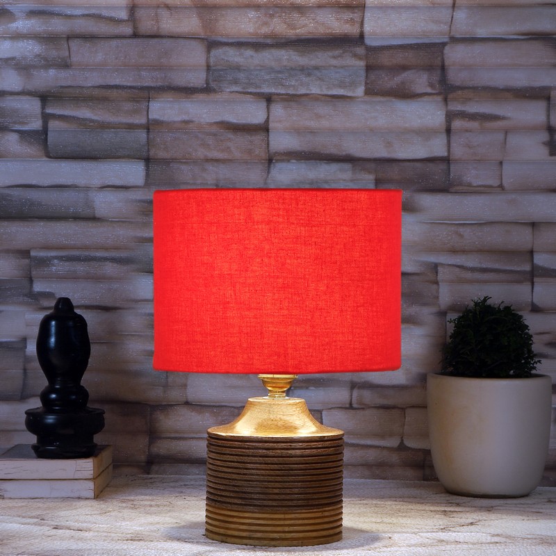 Torulosa Wooden Table Lamp - Dark Red