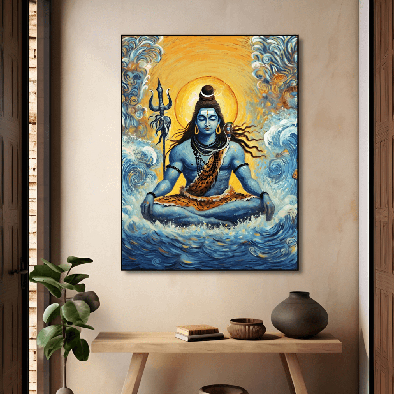 Lord Shiva Tranquility Canvas Wall Painting - Small
