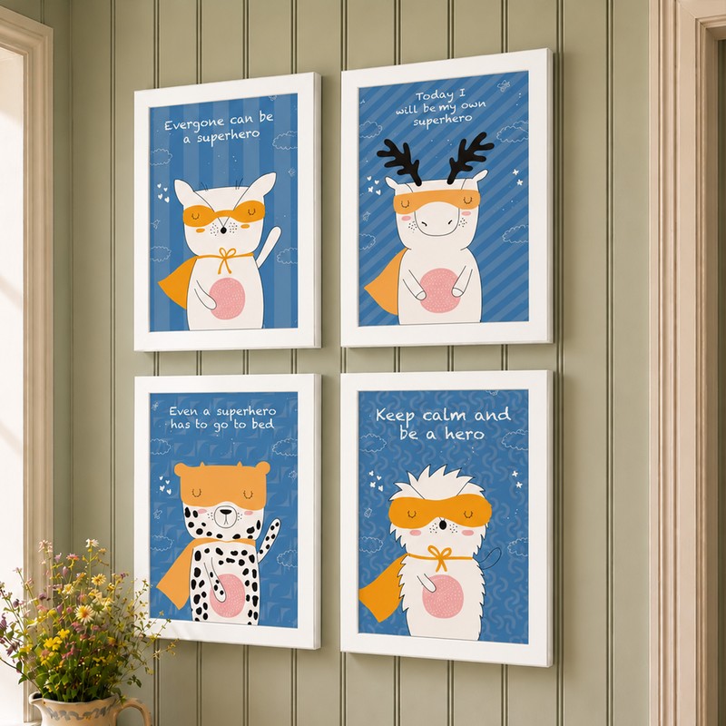 Superhero Friends Paper Wall Art - Set of 4