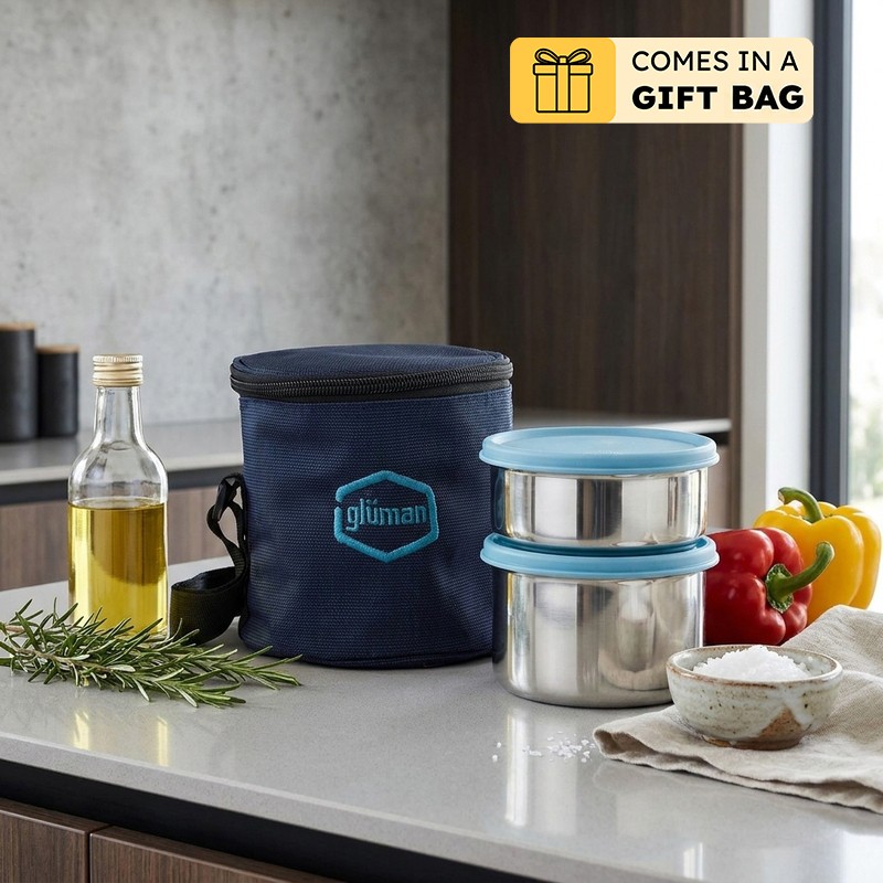Darian Blue Lunch Box (500 ml/350 ml) - Three Piece Set - Bundles
