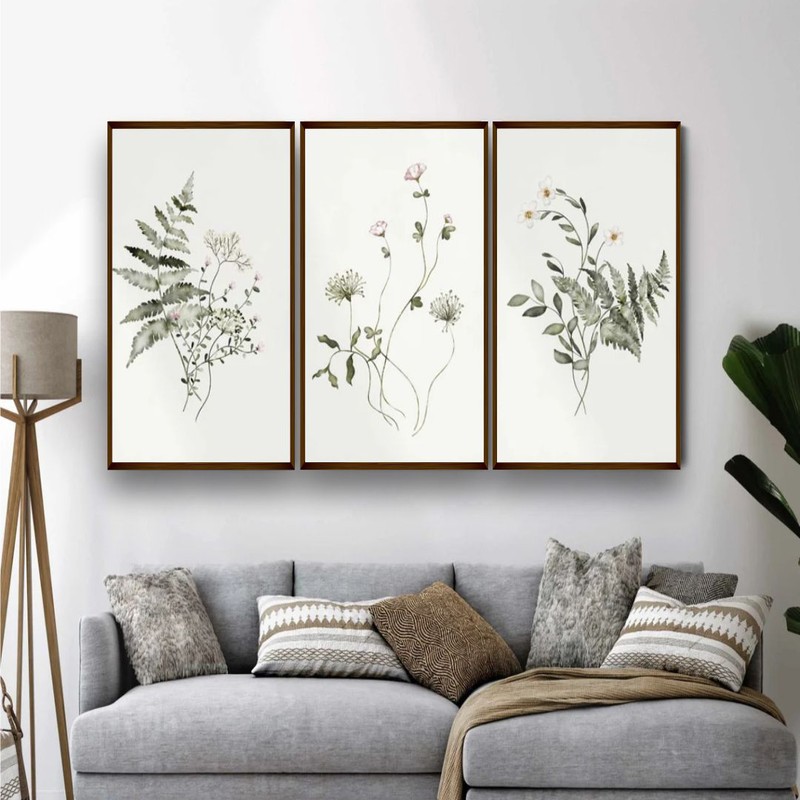 Adiantum Canvas Wall Painting - Set of Three