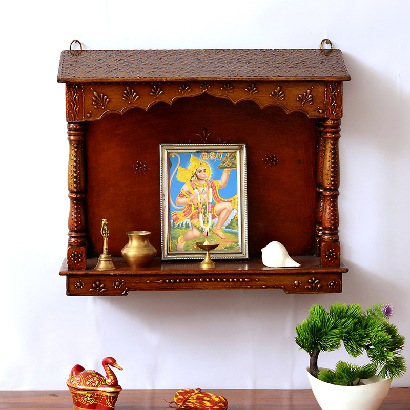 Divine Timber Mango Wood & MDF Mandir - Brown