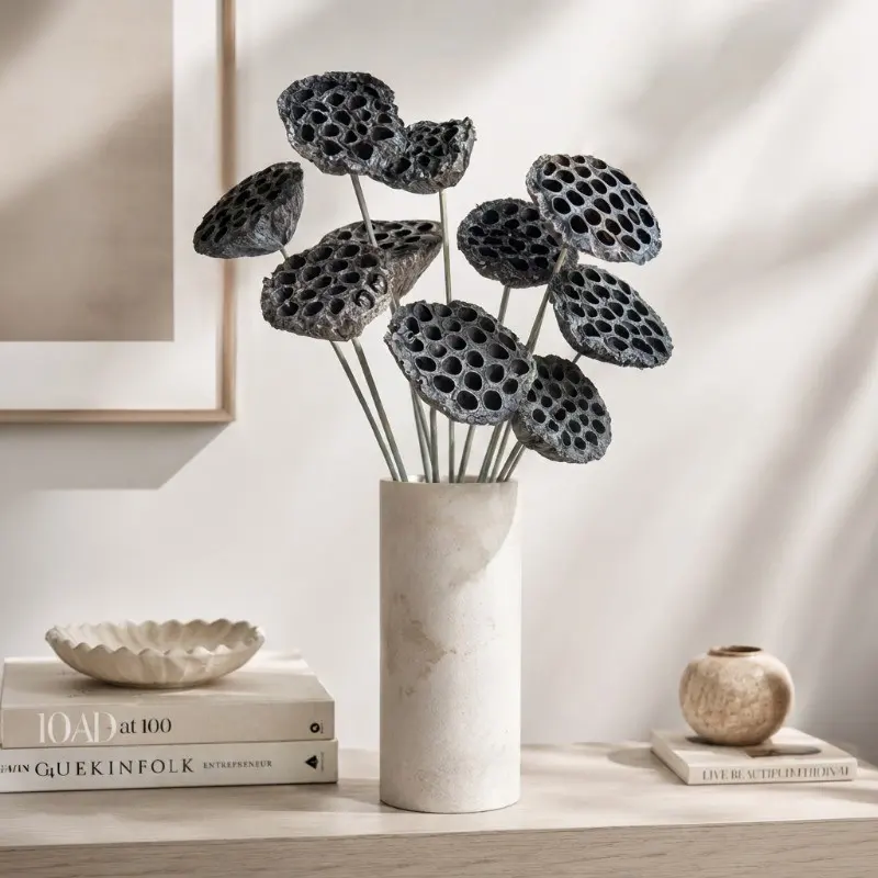 Lotus Seed Pods Sola Wood Artificial Flower Sticks - Set of Ten